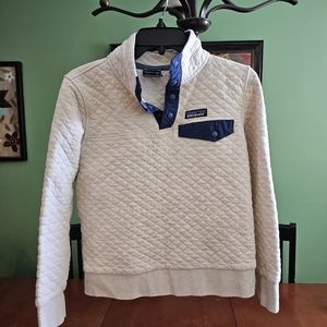 Patagonia Quilt Snap-T Pullover Jacket Womens Cream Sweater Organic Cotton XS